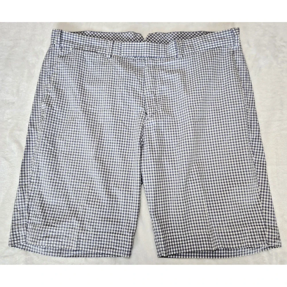 Polo Ralph Lauren Gingham Shorts Mens 36 Blue Seersucker Check Plaid Vintage